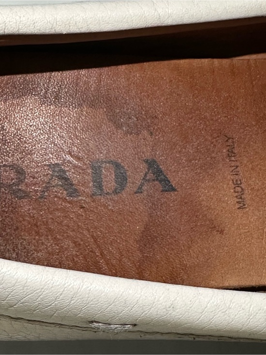 Prada White Pebbled Leather Slip-On Loafers main image 8